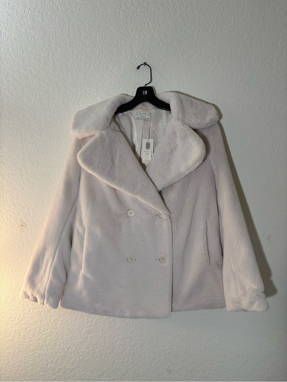 NWT Z Supply Gem Double Breasted Fur Coat Winter White Size Medium - Picture 2 of 7
